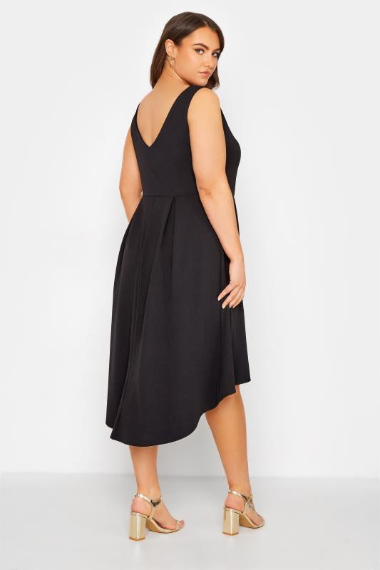 YOURS LONDON Plus Size Black High Low Pleated Midi Dress | Yours Clothing 3