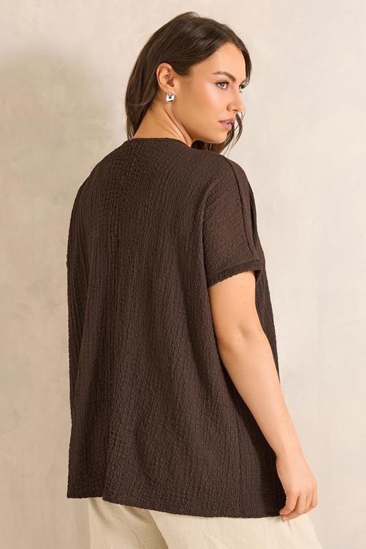 EVANS Curve Chocolate Brown Plisse Pleat Top  4