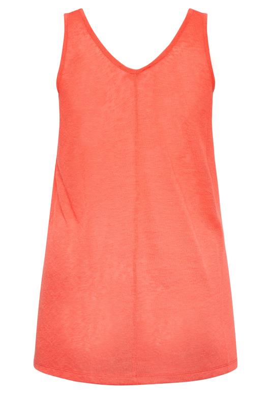 YOURS Plus Size Coral Pink Linen Look Vest Top | Yours Clothing  6