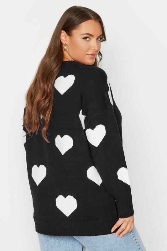 Plus Size Black Heart Jacquard Knit Jumper | Yours Clothing 3