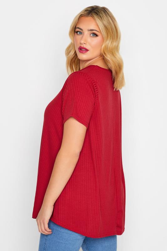 LIMITED COLLECTION Plus Size Red Ribbed Swing Top | Yours Clothing 3
