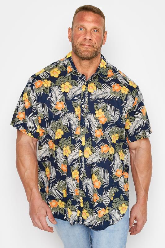  Tallas Grandes JACK & JONES Big & Tall Navy Blue Floral 'Surf' Print Shirt