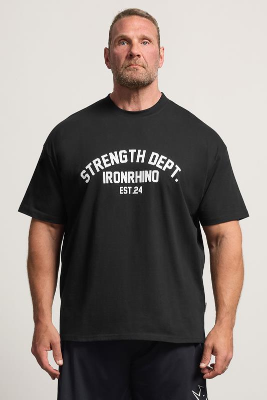  IronRhino Big & Tall T-shirt noir « Strength Dept »