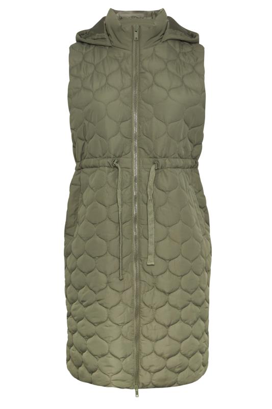 YOURS Plus Size Khaki Green Quilted Longline Gilet | Yours Clothing 7