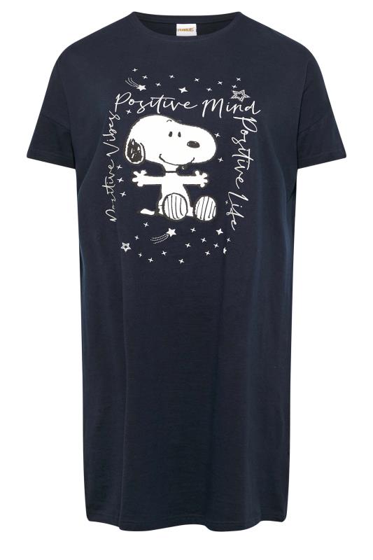 Plus Size Navy Blue Snoopy 'Positive Mind' Sleep Tee Nightdress | Yours Clothing 6