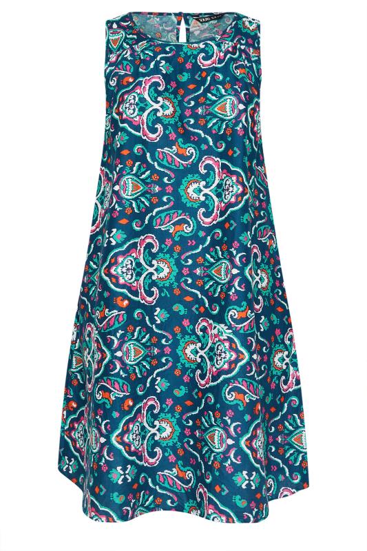 YOURS Plus Size Blue Paisley Print Pocket Swing Dress | Yours Clothing 5