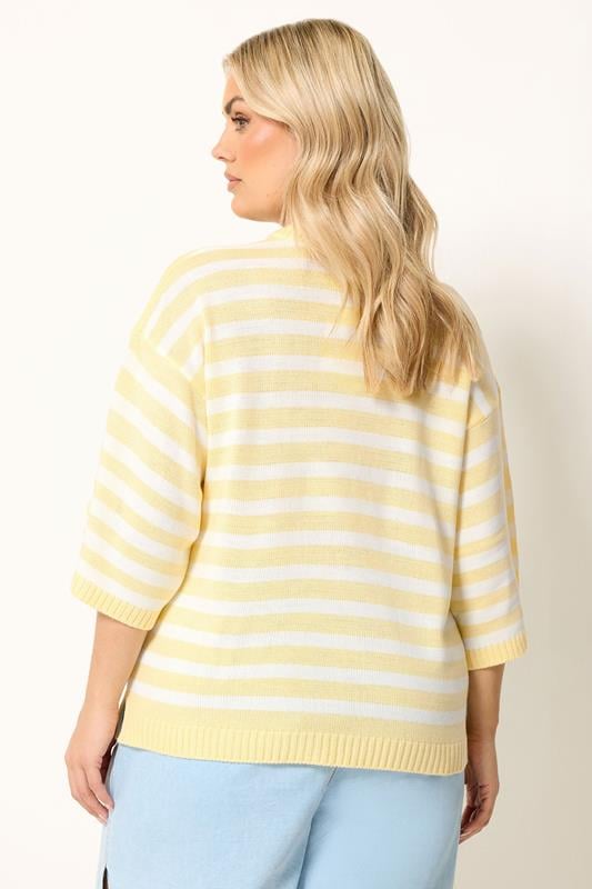 YOURS Plus Size Yellow Striped Knitted Jumper | Yours Clothing 2