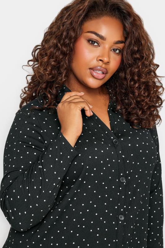 YOURS Plus Size Black Spot Print Shirt | Yours Clothing 4