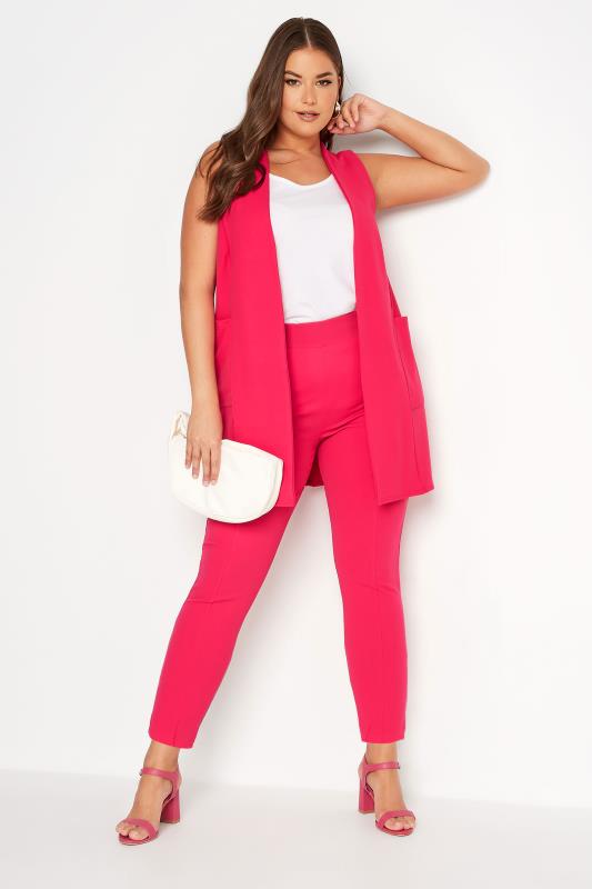 Plus Size Hot Pink Tapered Trousers | Yours Clothing 3