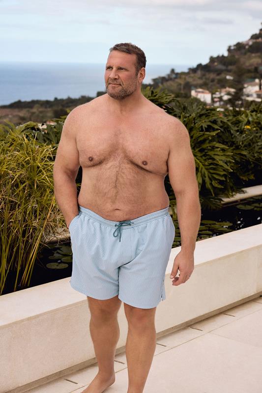  BadRhino Big & Tall Short de bain en seersucker à rayures bleues