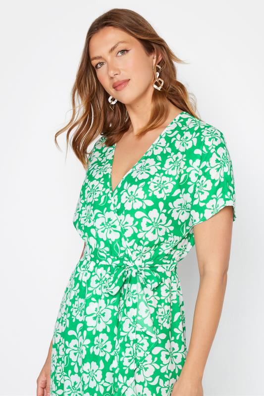 LTS Tall Green Floral Print Wrap Dress 4