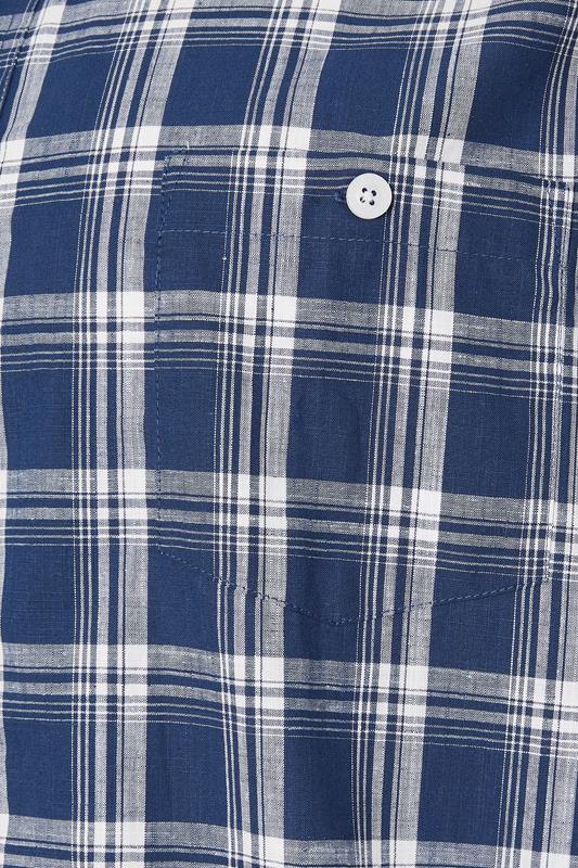 D555 Big & Tall Navy Blue Check Pocket Short Sleeve Shirt | BadRhino 5