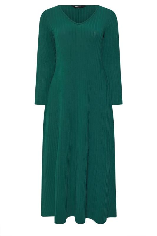 YOURS Plus Size Green Ribbed Maxi Dress | Yours Clothing 5