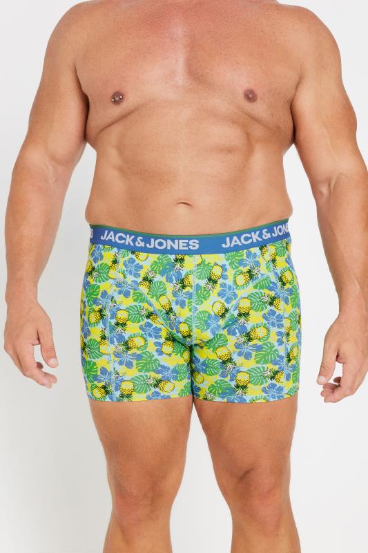 JACK & JONES Big & Tall 3 PACK Blue & Green Skull Print Trunks | BadRhino 2