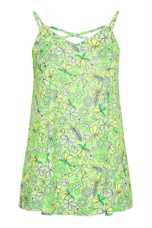 LIMITED COLLECTION Plus Size Green Retro Floral Strappy Cami Top | Yours Clothing 6