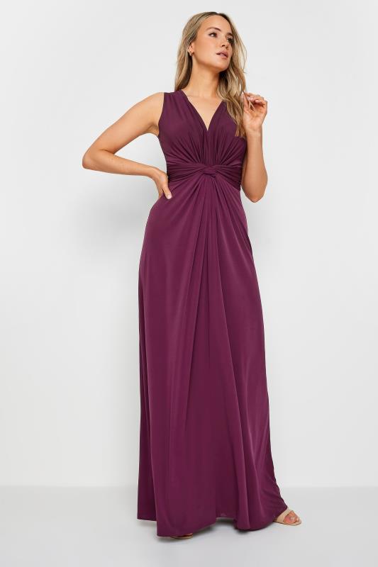 LTS Tall Womens Wine Red Knot Front Maxi Dress | Long Tall Sally 1