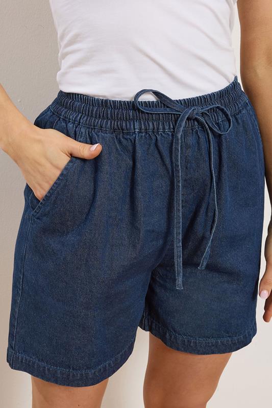 LTS Tall Women's Set Indigo Blue Denim Cotton Shirt & Shorts | Long Tall Sally 6