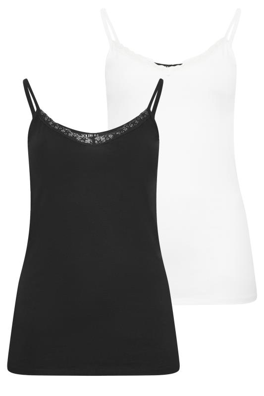 YOURS 2 PACK Plus Size Black & White Lace Cami Tops | Yours Clothing 8