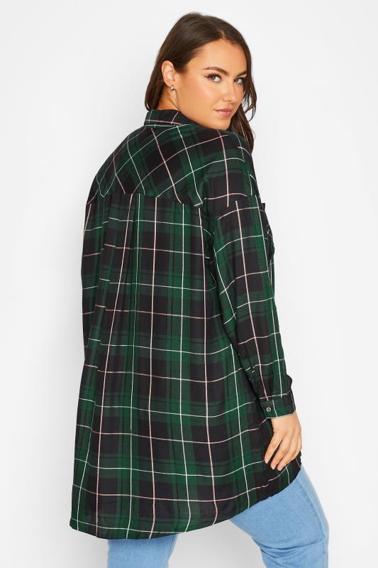 Plus Size Green Check Button Through Shirt | Yours Clothing  3