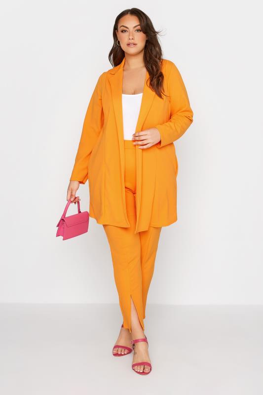 LIMITED COLLECTION Plus Size Neon Orange Scuba Blazer | Yours Clothing  2