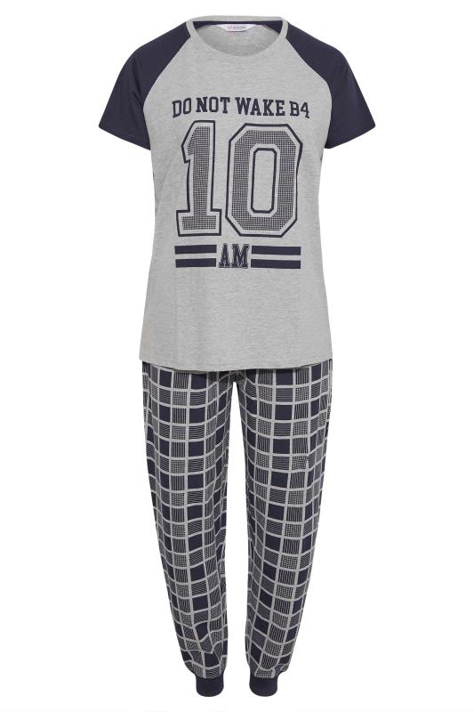 Curve Grey 'Do Not Wake B4 10AM' Slogan Varsity Pyjama Set_X.jpg