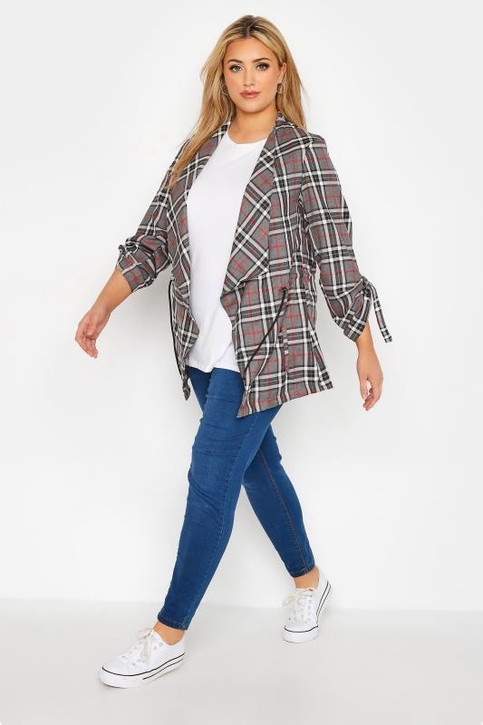 Curve Grey Checked Waterfall Jacket 2
