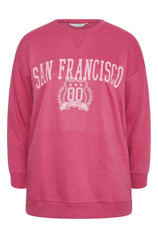 Plus Size Pink 'San Francisco' Slogan Sweatshirt | Yours Clothing  6