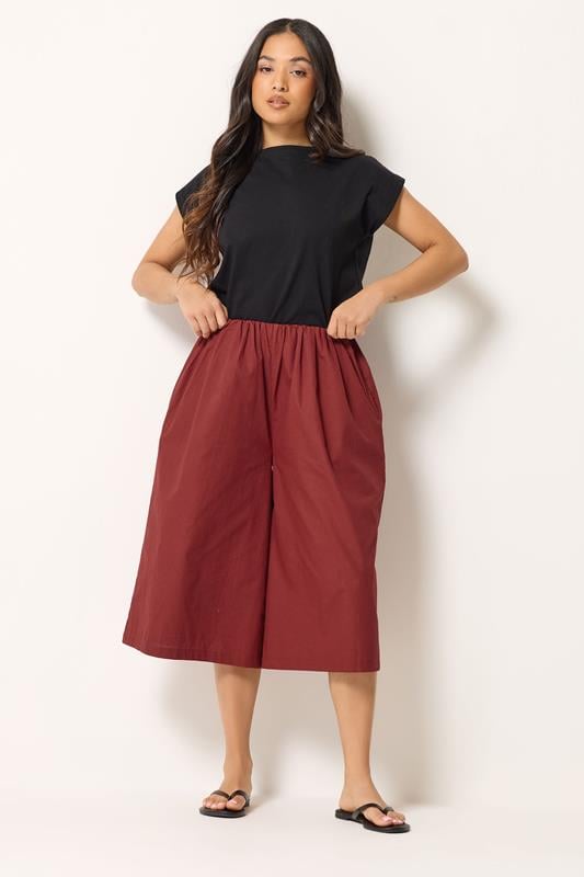 PixieGirl Petite Women's Red Cotton Poplin Culottes | PixieGirl 1