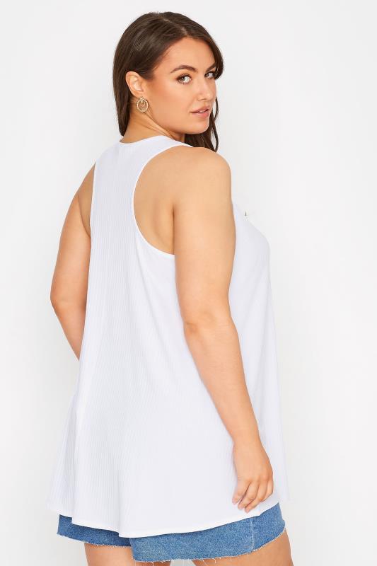 LIMITED COLLECTION Plus Size White Racer Back Swing Vest Top | Yours Clothing  3