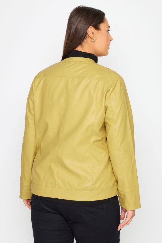 City Chic Mustard Yellow Faux Leather Collarless Jacket 3