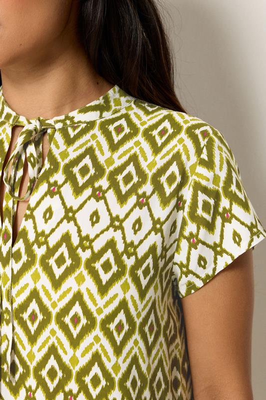 PixieGirl Petite Women's Green Abstract Smock Midi Dress | PixieGirl 4