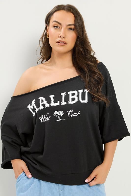  YOURS sudadera negra «Malibu» con hombros descubiertos