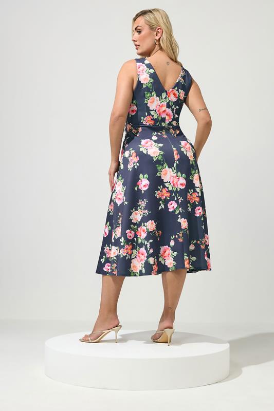 YOURS LONDON Plus Size Navy Blue Floral Midi Dress | Yours Clothing 2