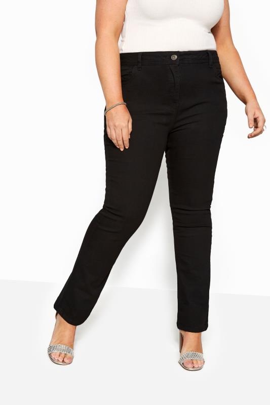 Black Bootcut 5 Pocket Jeans Plus Size 16 to 32 | Yours Clothing