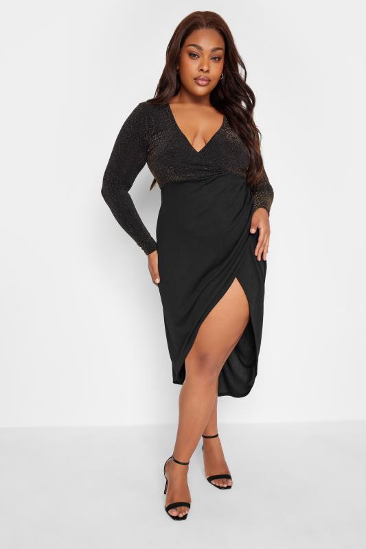  Grande Taille LIMITED COLLECTION Curve Gold Glitter Bodycon Wrap Dress