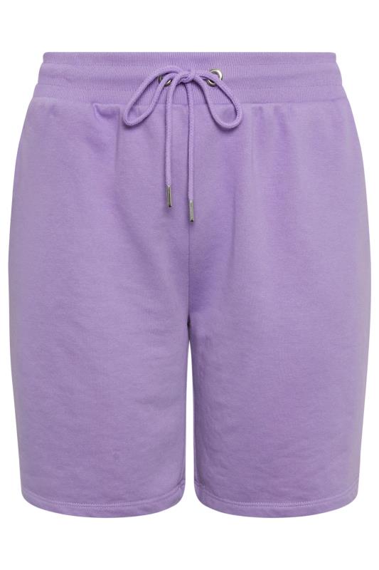 YOURS Plus Size Purple Jogger Shorts | Yours Clothing 5
