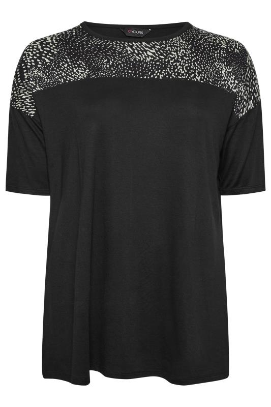 YOURS Plus Size Black Animal Print Contrast Detail Top | Yours Clothing 6