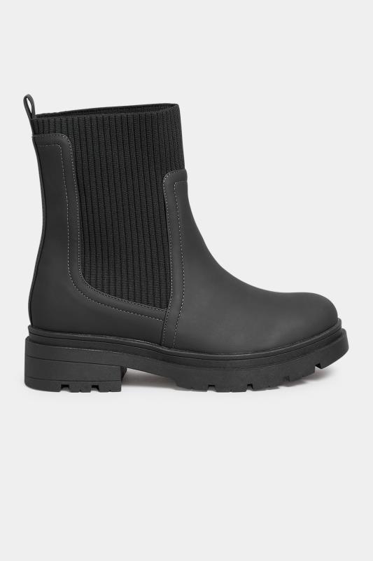 LIMITED COLLECTION Black Sock Chelsea Boots In Wide E Fit & Extra Wide EEE Fit | Yours Clothing 3