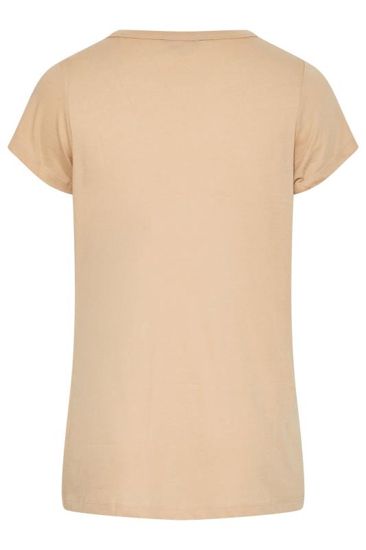 Curve Beige Brown Short Sleeve T-Shirt 6