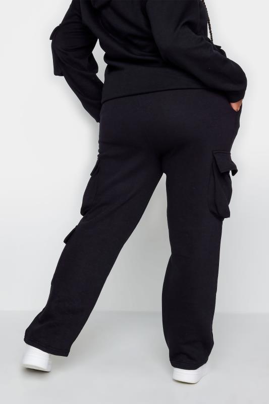 YOURS Plus Size Black Straight Leg Cargo Joggers | Yours Clothing 3