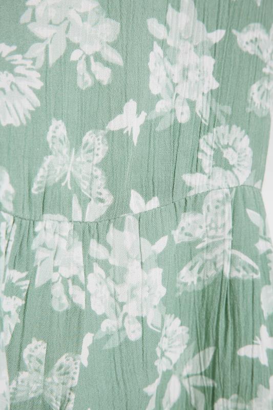 Curve Sage Green Butterfly Floral Print Tiered Tunic Top_S.jpg
