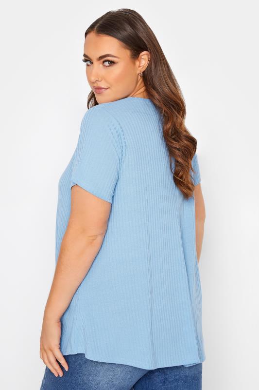 LIMITED COLLECTION Curve Light Blue Ribbed Swing Top 3