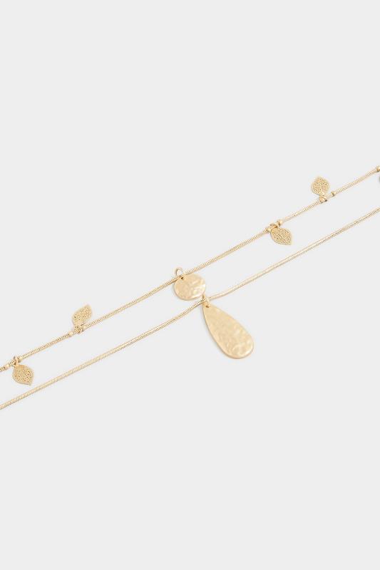 Plus Size Gold Tone Leaf Charm Double Layer Necklace | Yours Clothing 4