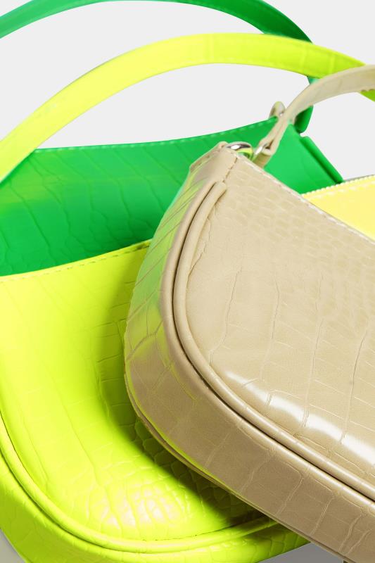 Plus Size Olive Green Faux Croc Shoulder Bag | Yours Clothing 6