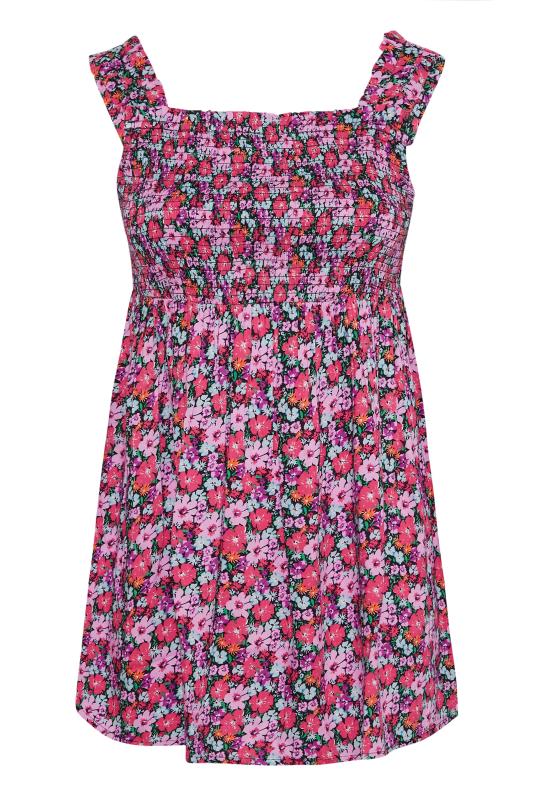Plus Size Pink Floral Shirred Vest Top | Yours Clothing  6