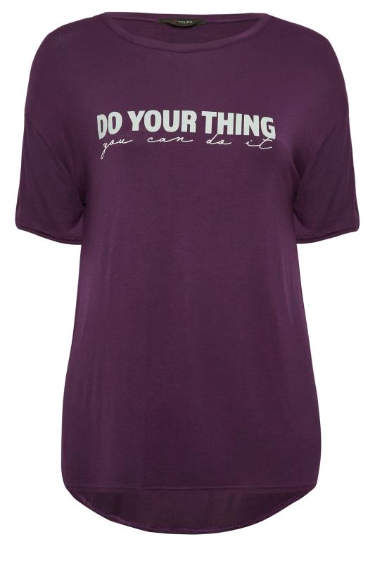 YOURS Plus Size ACTIVE Purple 'Do Your Thing' Slogan Top | Yours Clothing 9