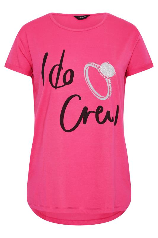 Plus Size Pink 'I Do Crew' Slogan T-Shirt | Yours Clothing  6