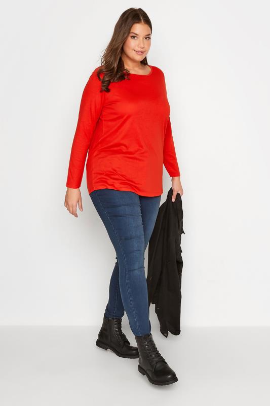 Plus Size Red Long Sleeve T-Shirt | Yours Clothing  2