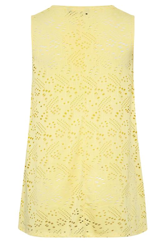 YOURS Curve Yellow Broderie Swing Vest Top | Yours Clothing 7