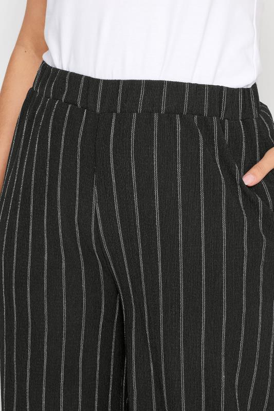 YOURS Plus Size Black Stripe Textured Wide Leg Trousers | Yours Clothing 4